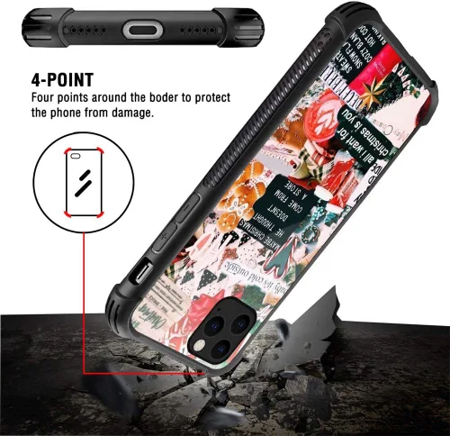 Vista 4 de DJSOK Funda compatible con iPhone 13 Pro Max, Winter Collage Christmas377 con 4 esquinas, protección a prueba de golpes, silicona suave TPU