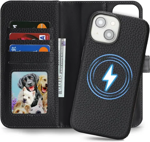 Vista 10 de Funda desmontable de cuero genuino para iPhone SE 2020/SE 2022/7/8, funda magnética 2 en 1 extraíble, soporte de carga Magsafe, funda protectora