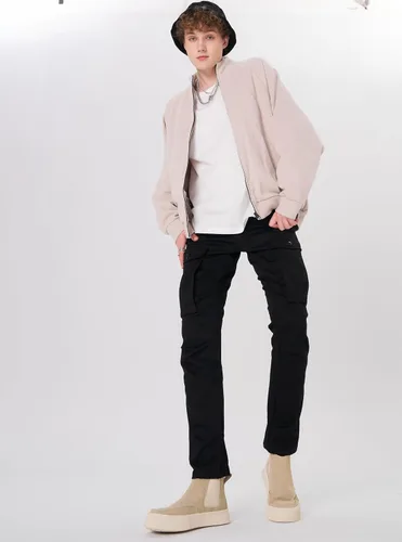 Vista 7 de Plaid&Plain Pantalones cargo ajustados con rodillas articuladas para hombre
