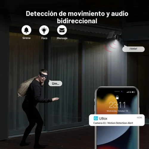 Vista 5 de SEHMUA - Cámara de seguridad celular 4G LTE solar inalámbrica para exteriores, cámara alimentada por energía solar sin WiFi, vista en vivo de 360°