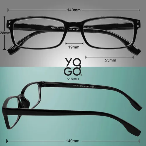 Vista 3 de Yogo Vision Reading Glasses Men & Women Readers Spring Hinge Lightweight Eyeglasses Style Anti Glare Filter 5 Pairs