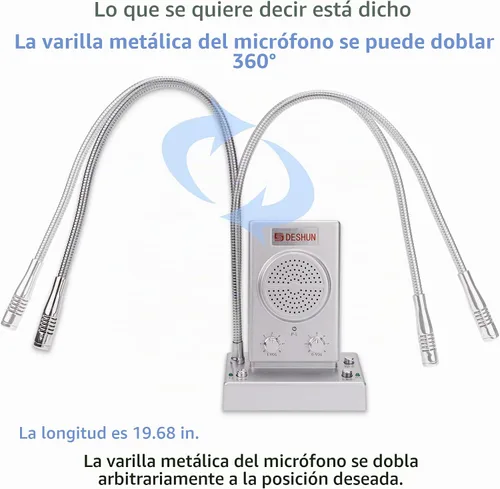 Vista 5 de DESHUN Altavoz de intercomunicación de ventana, intercomunicador de ventana de 2 vías, micrófono de intercomunicación de contador de ventana