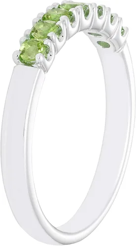 Vista 4 de Boston Bay Diamonds Rhodium Plated 925 Sterling Silver 7-Stone Birthstone Gemstone Stacking Anniversary Ring