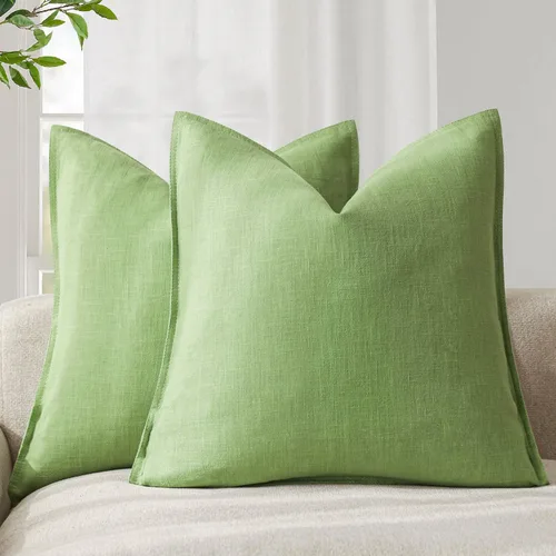 Vista 87 de Foindtower Juego de 2, Fundas Decorativas de Almohada de Lino Sólido Suaves Fundas de Cojín Europeo de Acento Estilo Granja Neutral para Silla Sofá