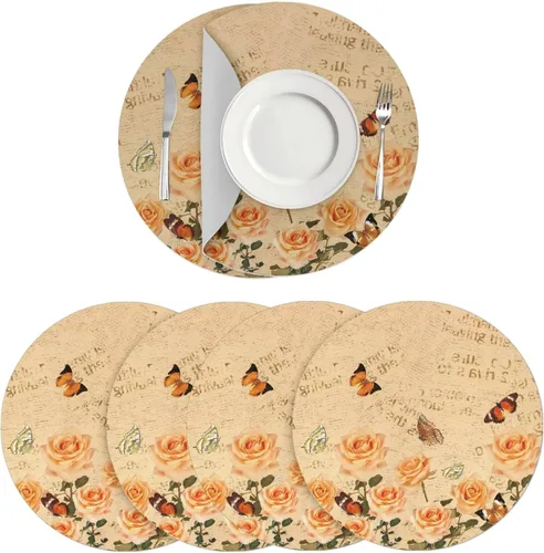 Vista 60 de Manteles individuales de cuero de girasol, lavables, redondos, impermeables y de fácil mantenimiento, decoración de cocina, accesorios de mesa