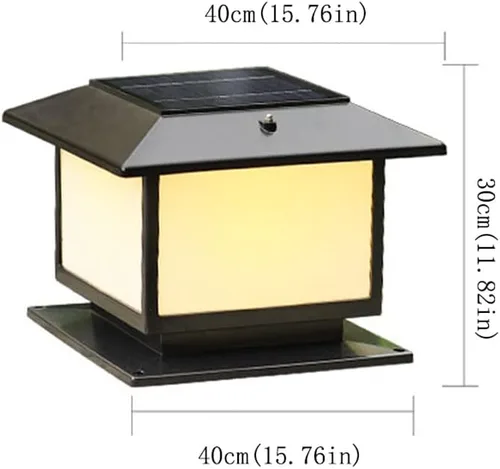 Vista 2 de Luces de poste al aire libre, luz solar moderna de pilar de metal IP55, luz impermeable para exteriores, luz de poste de valla de villa, luz