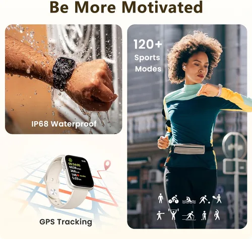 Vista 3 de Reloj inteligente para hombres y mujeres, llamada Bluetooth, más de 120 modos deportivos, rastreador de fitness, seguimiento del sueño, contador