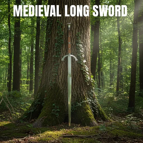 Vista 5 de SZCO Gran espada de 63 pulgadas, espada larga medieval de acero al carbono con dos manos con vaina de cuero, hoja hecha a mano de 43 pulgadas
