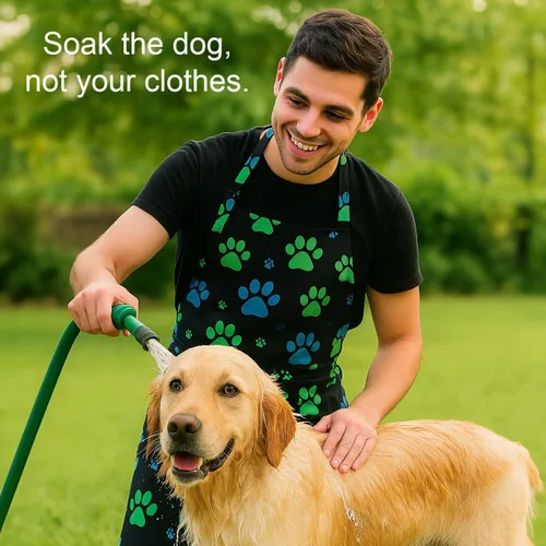 Vista 2 de Plum Hill Delantal Impermeable para Aseo de Perros, Vestimenta para Peluquero, Batas para Lavado de Mascotas