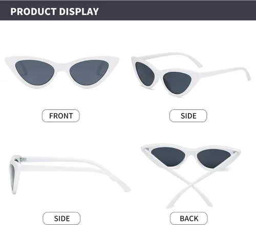 Vista 3 de Lentes de sol retro para mujer, con marco de plástico y diseño con estilo ojo de gato YOSHYA