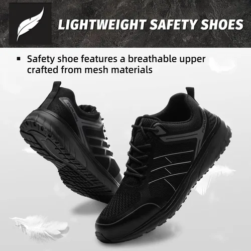 Vista 6 de Furuian Zapatos de punta de acero para mujer, ligeros, de seguridad, indestructibles, antideslizantes, zapatos utilitarios de trabajo