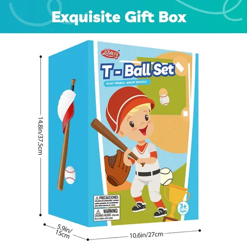 Vista 8 de Liberry Tball Set para niños pequeños con soporte de pelota de altura ajustable, base pesada y bate de béisbol para niños, juguetes deportivos, Verde