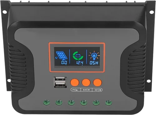 Vista 5 de PWM Controlador de carga solar, 60A 12V 24V 36V 48V 2 Puerto USB Pantalla LCD ajustable AGM Gel Inundado Batería de Litio.