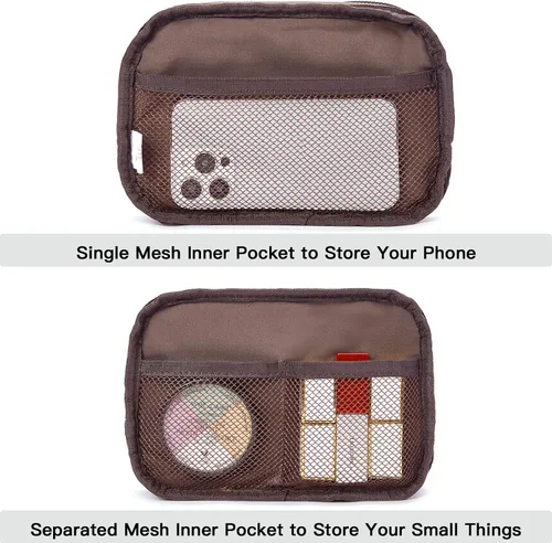 Vista 5 de Telena Riñonera de cuero para mujer, riñoneras de moda para mujer, bolsa cruzada para el cuerpo, Beige Marrón