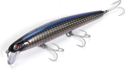 Vista 23 de LITTMA Señuelos de pesca de surf de California Señuelos de pesca de agua salada Jerkbait Crankbait Surf Minnow 110 - Sardina metálica Super Glow