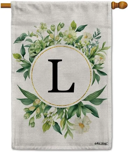 Vista 58 de Monogram Initial Letter P House Flag Flower Wreath Simple Style Letter Flag 28x40 Inch Vertical Double Sided for Outdoor Yard Decor