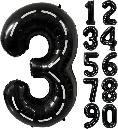 Vista 187 de Globos gigantes de helio de aluminio de 40 pulgadas, color negro, globos digitales grandes del número 0 para decoración de fiesta de cumpleaños
