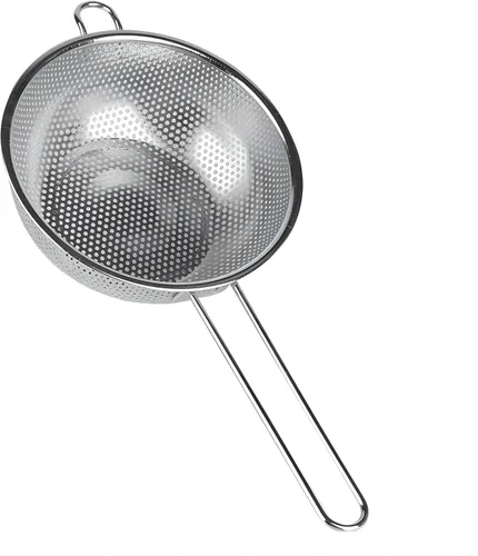 Vista 9 de GREATLINK Colador de lavabo de acero inoxidable con asa, colador de cocina, pies de descanso y colador para colar, enjuagar, freír, cocinar al vapor