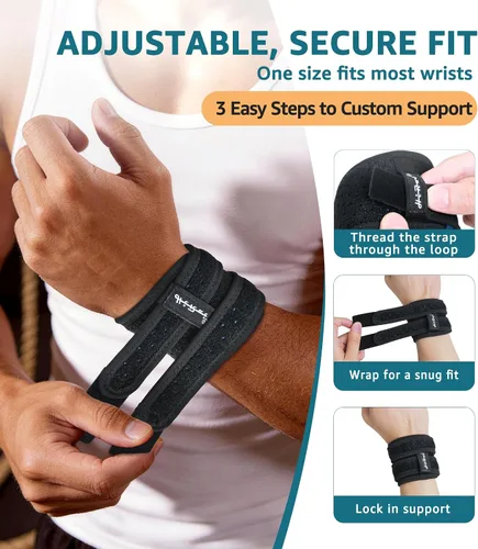 Vista 4 de HiRui Muñequera para desgarros TFCC, muñequera ajustable, soporte para fitness, levantamiento de pesas, tenis, tendinitis, túnel carpiano, artritis