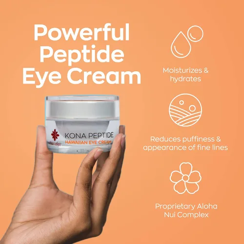 Vista 3 de Hanalei Kona Peptide Eye Cream con cafeína – Reduce arrugas, hinchazón, ojeras, hidratante, suavizante, revitalizante fórmula con botánicos