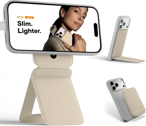 Vista 34 de MOFT Soporte de trípode para teléfono para iPhone, soporte para iPhone multiángulo, soporte para teléfono ligero y portátil, imanes fuertes, cuero