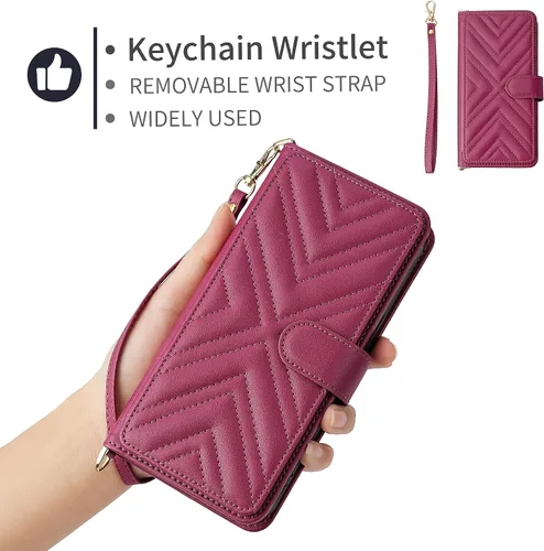 Vista 7 de Funda con tapa compatible con Blu View 1 Correa de muñeca con cordón de cuero sintético + carcasa para billetera doble [6 ranuras para tarjetas]