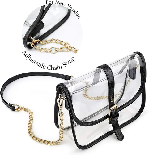 Vista 3 de Bolso cruzado transparente para mujer, bolso de hombro con cadena