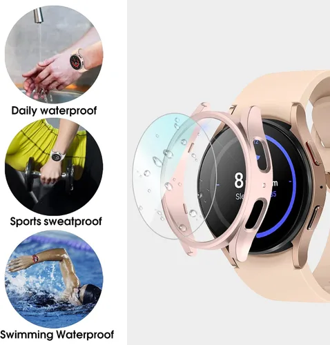 Vista 5 de Paquete de 12+4 Fundas para Samsung Galaxy Watch FE/5/4 de 40 mm con Protector de Pantalla de Vidrio Templado, Funda Protectora Resistente a