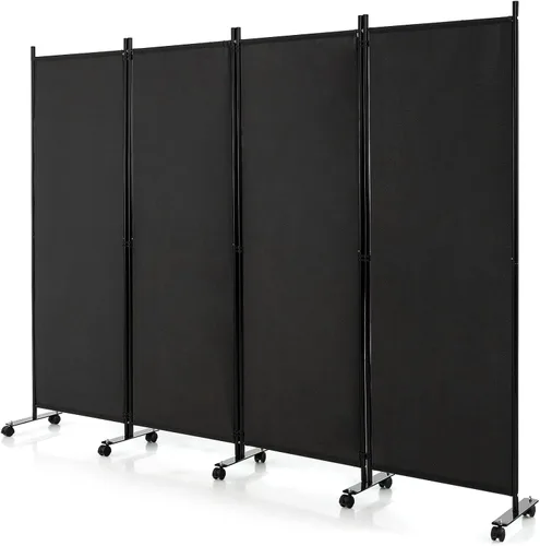 Vista 16 de GOFLAME Divisor de habitación plegable de 3 paneles, pantalla de privacidad enrollable de 6 pies con ruedas bloqueables, pantalla de partición