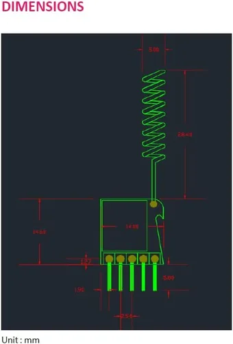 Vista 3 de RYLR498 UART Interfaz 426/433/470MHz LoRa Módulo transceptor de antena