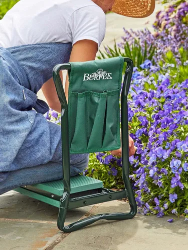Vista 6 de Burpee Asiento de jardín multifunción con cojín acolchado y bolsa de herramientas desmontable, taburete de jardín versátil con marco plegable, ideal