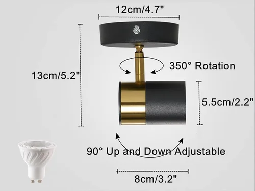 Vista 5 de EFINEHOME Kit de iluminación LED de riel - Pequeño foco de pared direccional, lámpara de techo empotrada para pasillo, dormitorio, oficina, luz