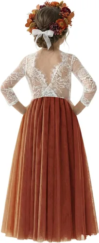 Vista 14 de 2Bunnies - Vestido de fiesta con tutú de tul, espalda de encaje de rosa, tipo A, para niñas Maxi sin mangas de encaje