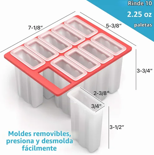 Vista 5 de American Ice Pop Maker – Kit de moldes para paletas congeladas – 10 moldes grandes de plástico extraíbles sin BPA + 50 varillas de madera, cepillo