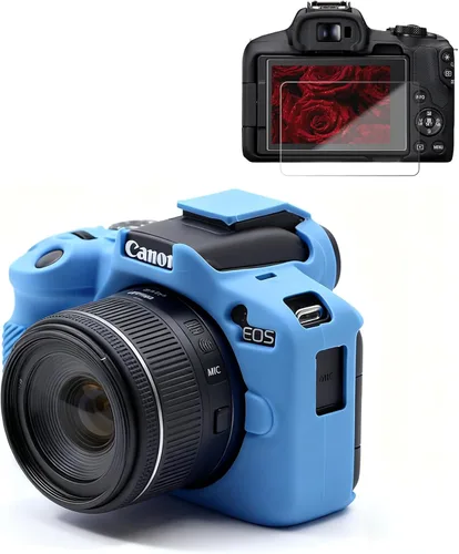 Vista 15 de Funda para cámara Canon EOS R50, funda protectora de silicona suave, antiarañazos, funda ajustada delgada con accesorios de protector de pantalla