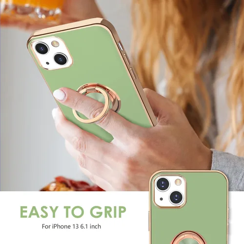 Vista 2 de Hython Funda para iPhone 13 con soporte de anillo [soporte de anillo giratorio de 360° con soporte magnético] [Soporte de montaje en automóvil]