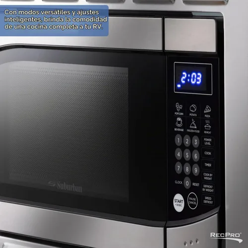 Vista 6 de RecPro Suburban RV - Horno microondas integrado de 0.9 pies cúbicos de acero inoxidable con kit de molduras de salida de 900 W Controles de panel