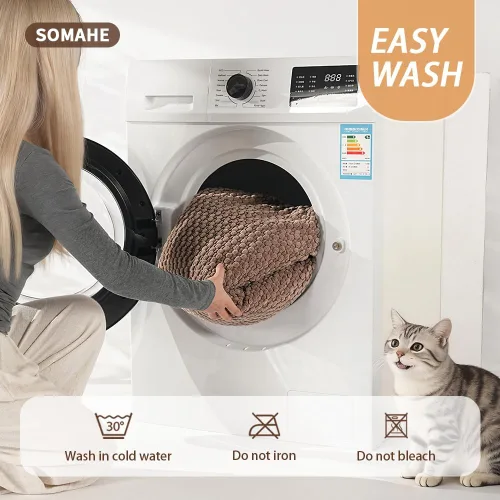 Vista 5 de SOMAHE Tapete plano para cama para gatos, forro polar de burbujas suaves Café
