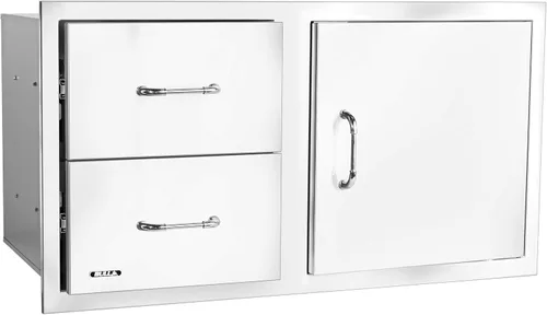 Vista 14 de Bull Outdoor Products Componentes Premium para Isla de Barbacoa de Cocina Exterior, Puerta de Acceso Vertical - Bisagra Izquierda con Reborde