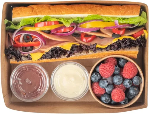 Vista 13 de Restaurantware Bio Tek - Bandejas de hamburguesas de 8.4 x 6 x 3.5 pulgadas, 100 bandejas de papel desechables para alimentos, bandejas de papel