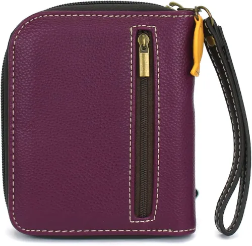 Vista 4 de CHALA Cartera con cremallera, pulsera, 8 ranuras para tarjetas de crédito, piel sintética resistente