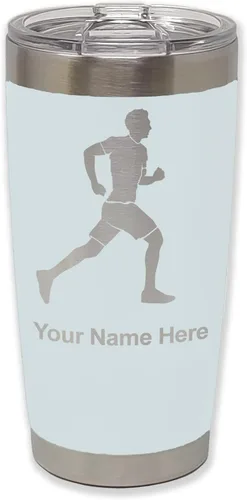 Vista 17 de LaserGram Personalized 20oz Tumbler, Running Man (Black)
