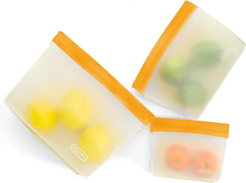 Vista 11 de MUMI Piccolo Bolsas reutilizables con cremallera, juego de 3 bolsas de silicona con cierre hermético Bolsas reutilizables con cierre hermético