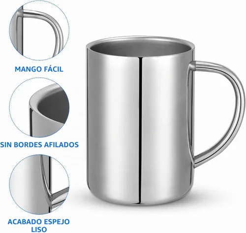 Vista 5 de Taza de café de doble pared de acero inoxidable de grado