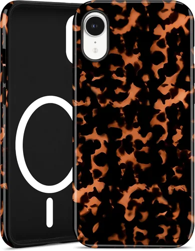 Vista 136 de Jusy Compatible con MagSafe Brown Tortoise Shell Print Phone Case para iPhone 7/8/SE, funda protectora magnética de lujo de TPU suave