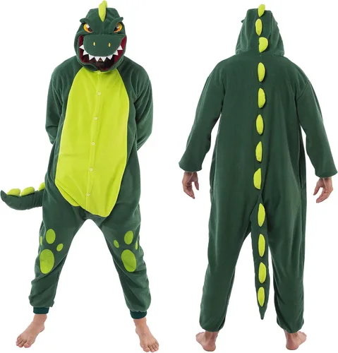 Vista 5 de Spooktacular Creations Pijama unisex para adultos, disfraz de animal de dinosaurio de una pieza