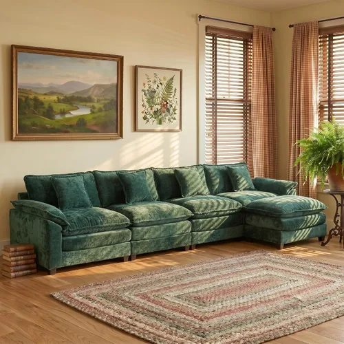 Vista 61 de Sofá modular modular de felpilla beige de 78 pulgadas para sala de estar, sofá modular de felpilla beige para sala de estar, sofás para sala