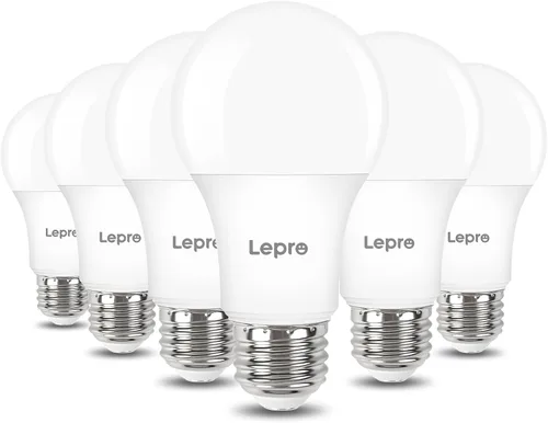 Vista 9 de Lepro - Bombillas LED regulables de 60 W equivalentes, 9.5 W, 800 lm, luz blanca cálida suave de 2700 K, base media estándar A19 E26, certificadas