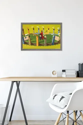 Vista 6 de Trends International The Wizarding World: Harry Potter - Póster de pared de Harry Quidditch, 14.72 x 22.37 pulgadas, versión enmarcada de madera