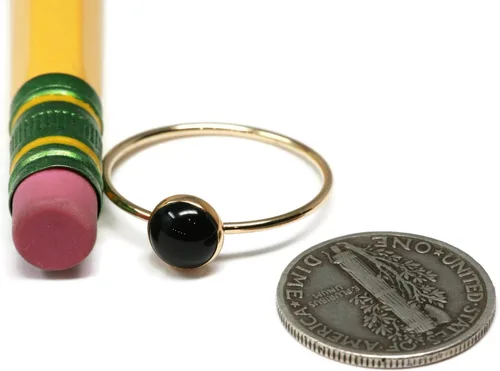 Vista 3 de Salish Sea Inspirations 6mm Black Onyx 14K Gold Filled Skinny Ring Sizes 5-8